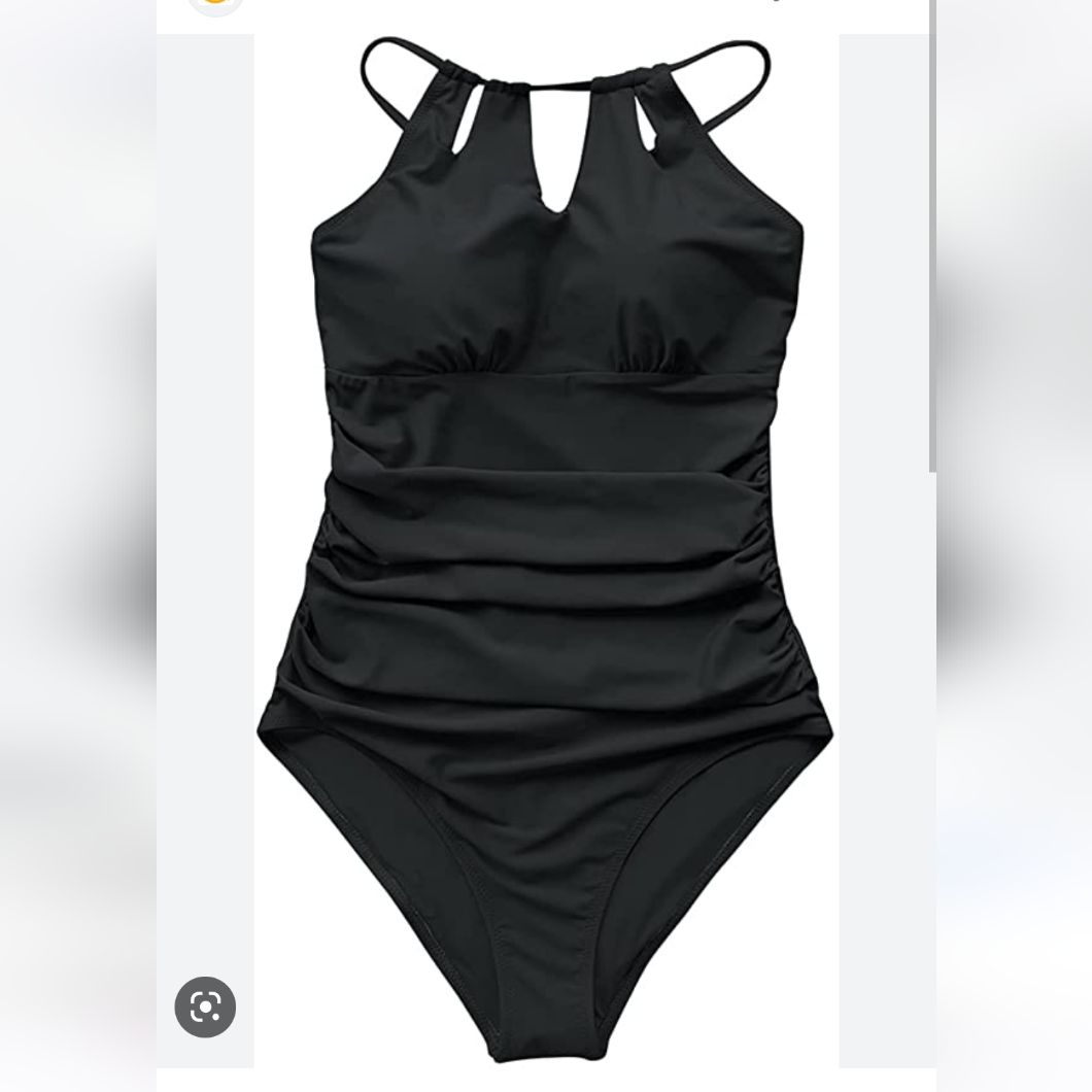 Nwt Cupshe Black High Neck Cutout One Piece Swimsuit Sz Large Women